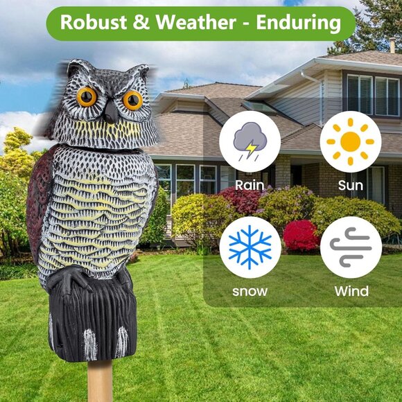 Waterproof Owl Decoys to Scare Birds Squirrels Away Statue for Patio Yard - Picture 9 of 9